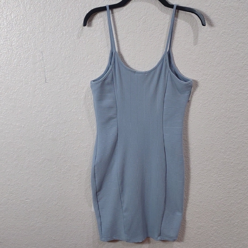 PAPAYA Light Blue Ribbed Mini Dress - Picture 8 of 13